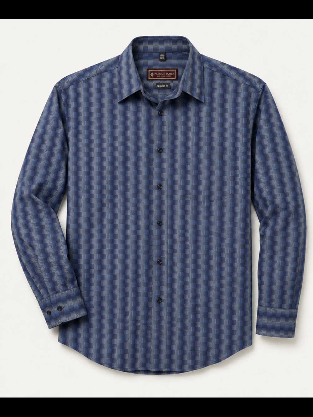 Blue Patterned Long-Sleeve Shirt